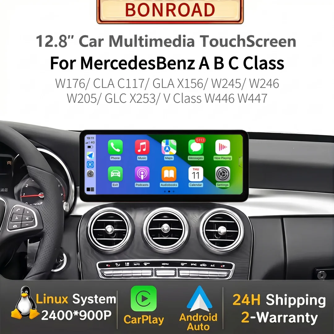 12.8inch Touch Screen Wireless CarPlay Android Auto Car Radio For Mercedes Benz A GLA CLA W176 X156 C117 B W246 C GLC W205 X253