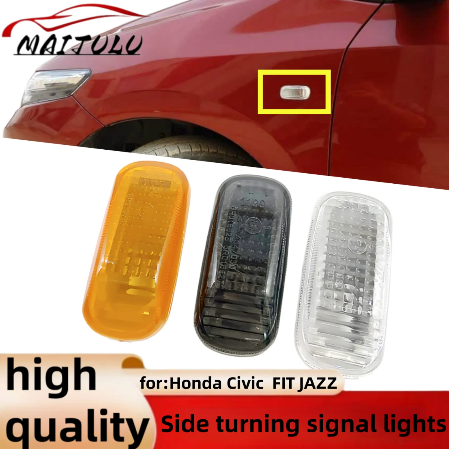 Obudowa kierunkowskazu, osłona lampy bocznej błotnika do Honda Civic City Stream Odyssey CR-V FIT JAZZ 34301-S5H-T02 34301-S5A-013