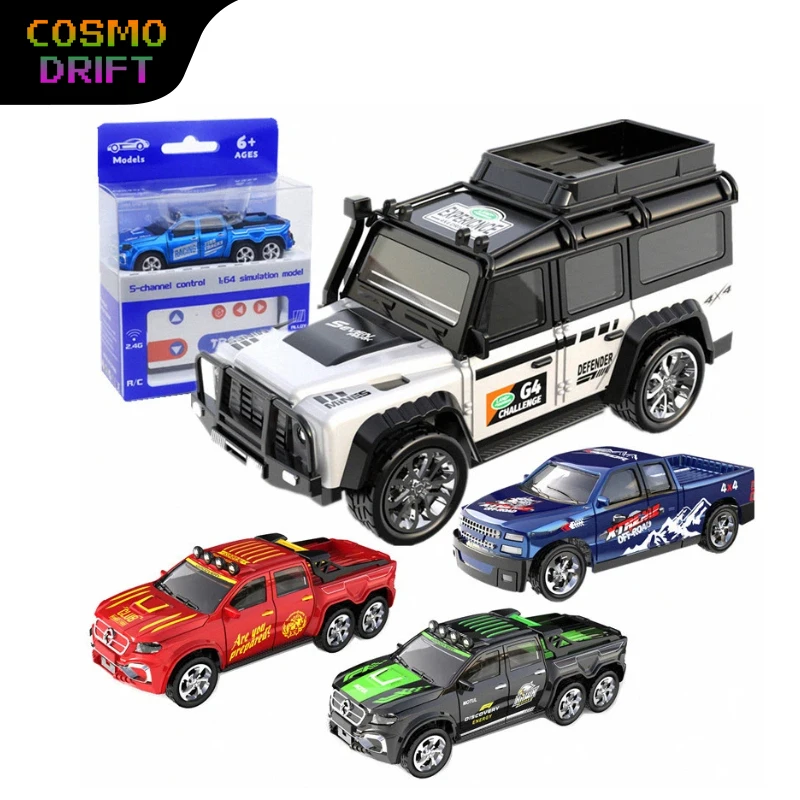 

1:64 Мини Высокосплавный радиоуправляемый автомобиль 2,4G Перезаряжаемый внедорожник с дистанционным управлением и прицепом Регулируемая скорость Имитационная модель игрушки
