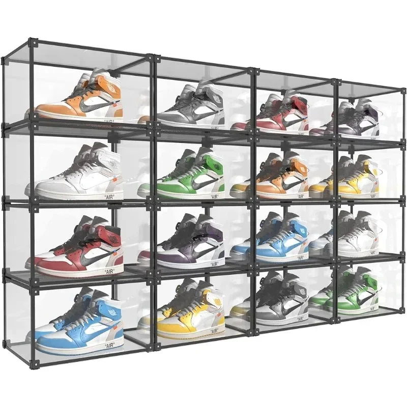 

Magnetic Side Open Transparent Plastic Storage Shoe Box Shoe Display Case Sneaker Shoe Storage Box Display Box Container