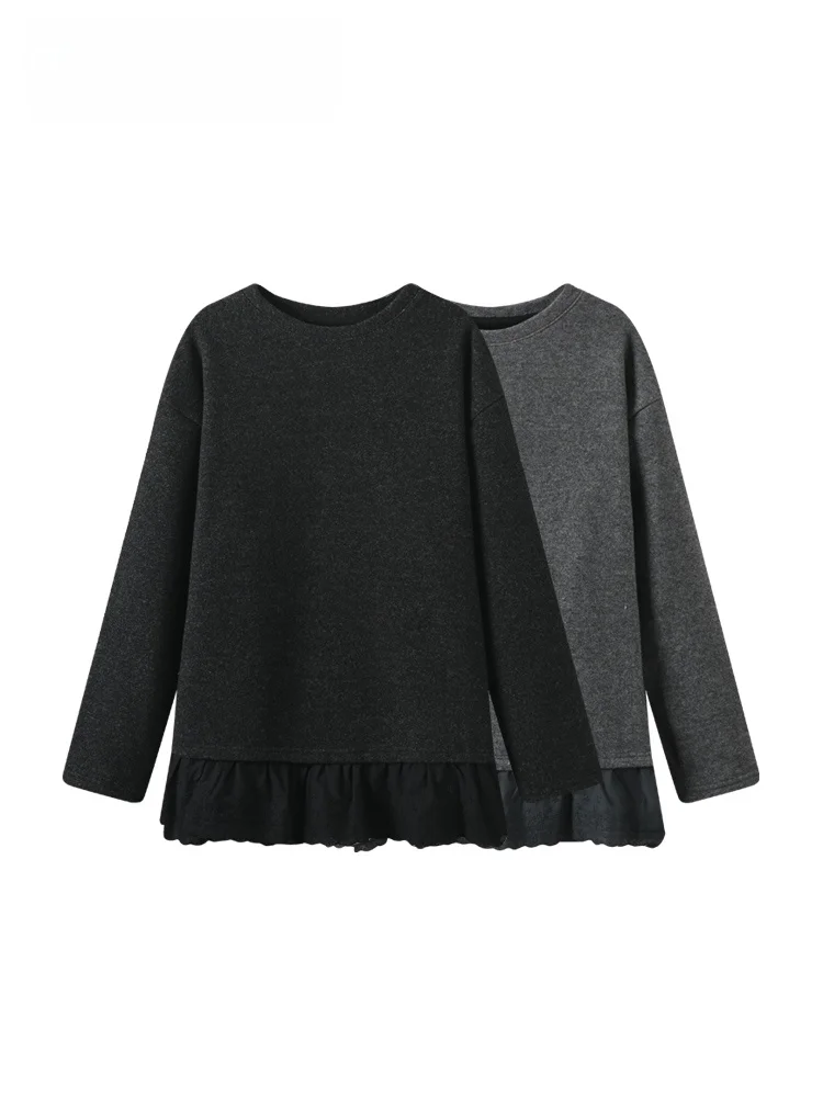 

CaraCLUB круглая футболка больших размеров Ne Long Sve, женская повседневная футболка, осенне-зимний новый универсальный топ