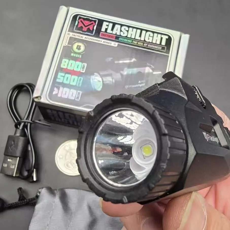 Metal Flashlight Hanging Under USB Charging Built-in Lithium Battery 800 Lumens Flashlight