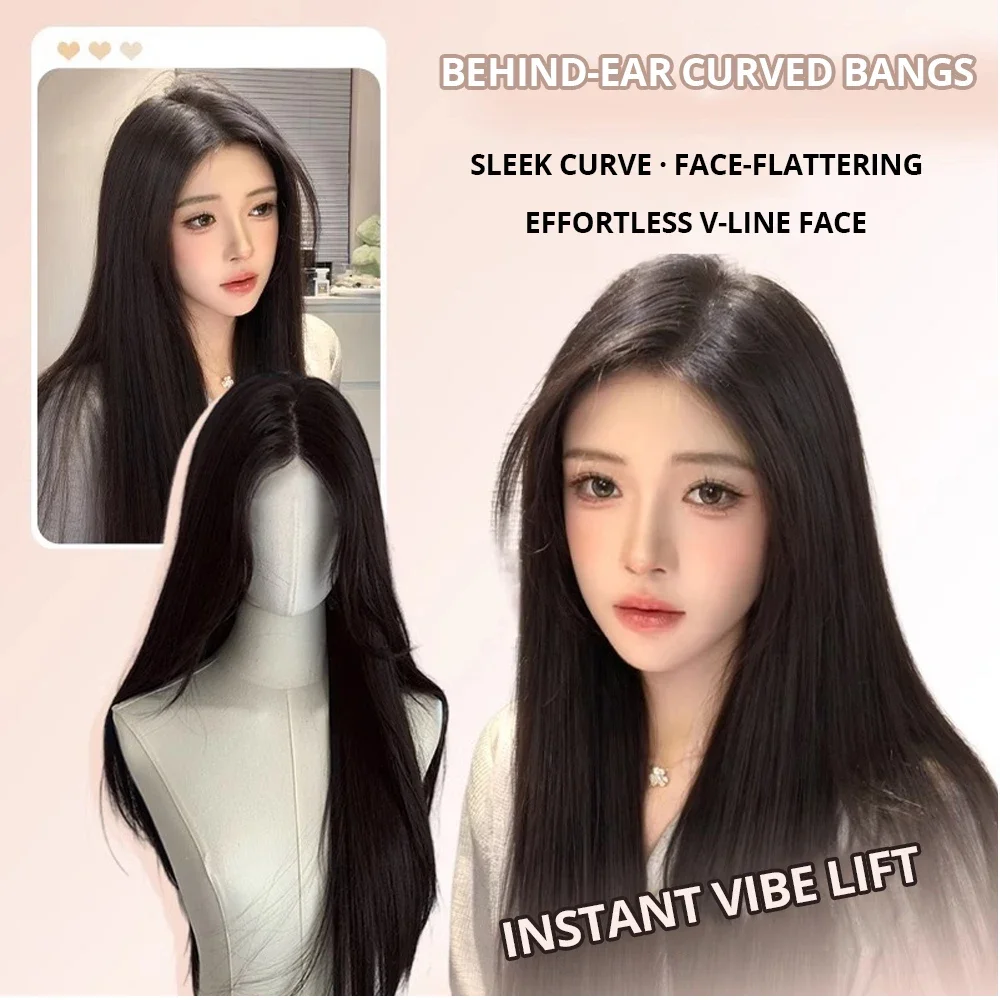 Black Tea Brown Wig Lace Front Wig for Women Long Straight Hair Heat Resistant Synthetic Wigs Natural Looking Daily Use Cosplay