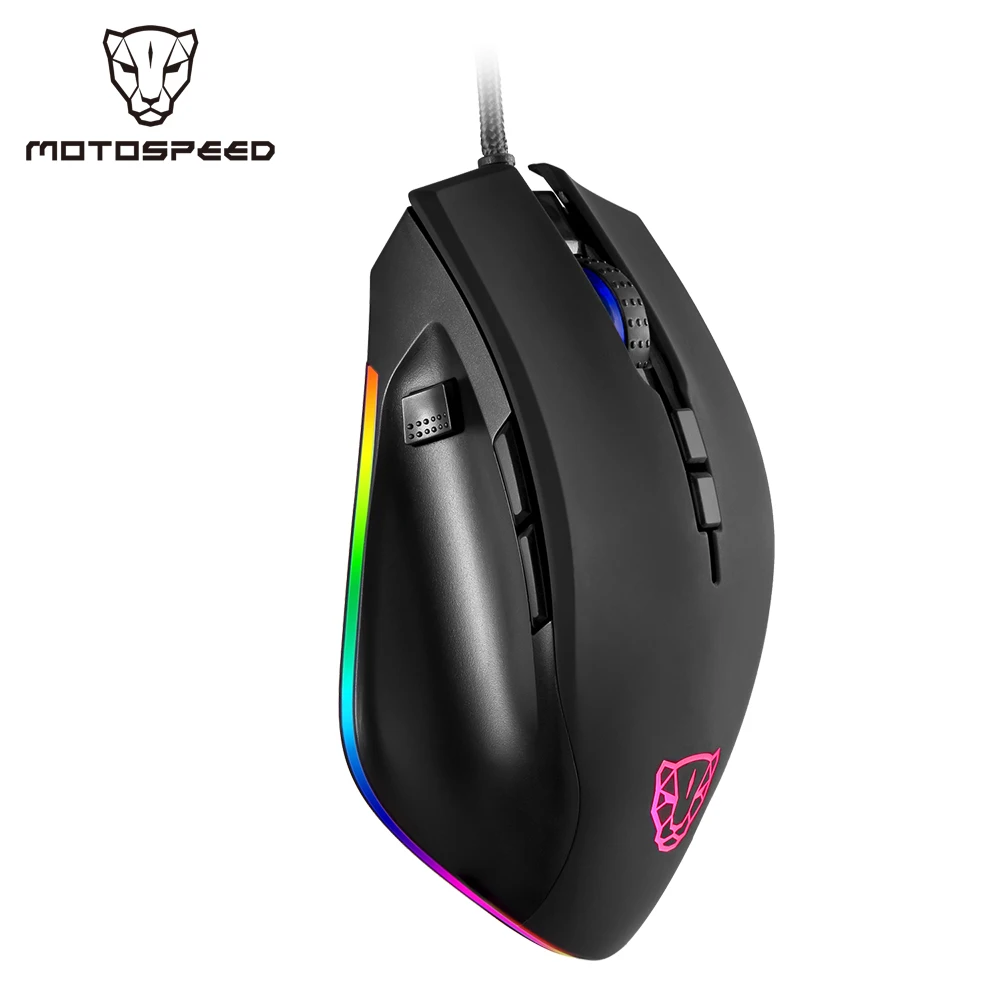 

Motospeed V80 Gaming Mouse USB Wired 5000 DPI PAW 3325 Optical Sensor Mice 8 Key Programmable RGB Backlit Mouse Gamer For Lapto