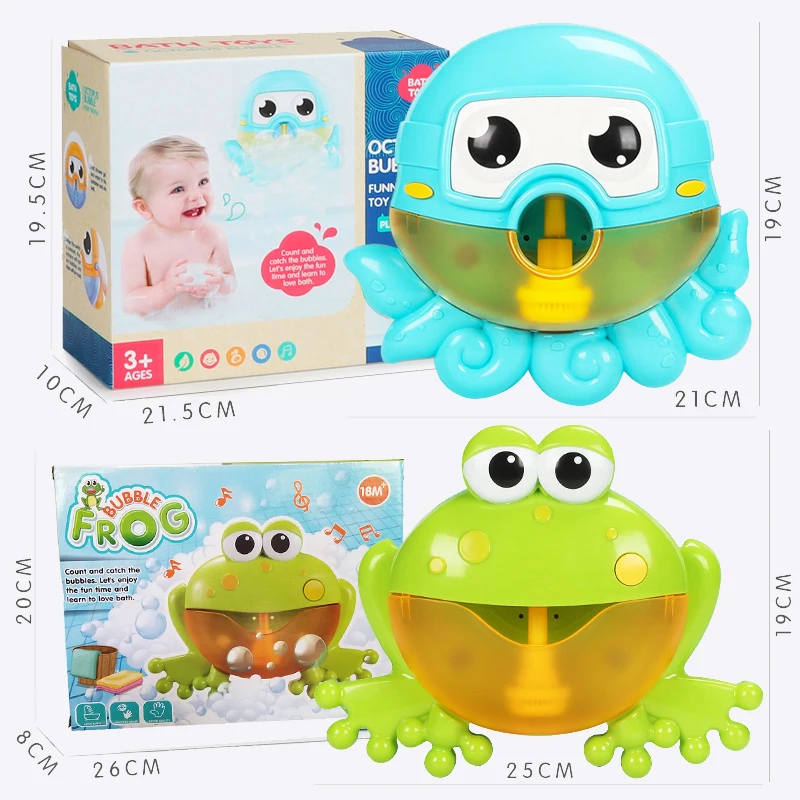 Outdoor Blowing Bubble Frog&Crabs Baby Bath Toy Bubble Maker Swimming Bathtub Soap Machine Toy for Children With Music Water Toy