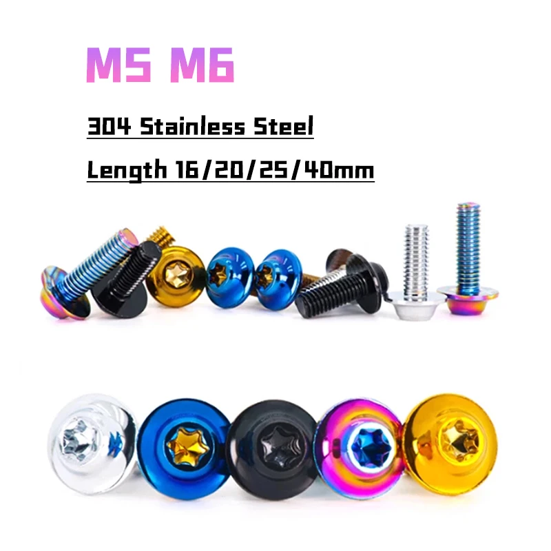 1pc/lot 304 Stainless Steel Bolts M5 M6 x L16/20/25/40mm Plum Head Truss Torx Screws Bolts for Bike Motorcycle