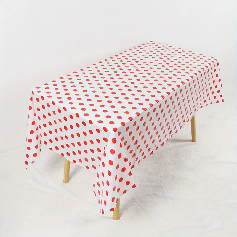 Polka Dot Disposable Rectangular Tablecloth Peva Restaurant Hotel Tablecloth Waterproof Oilproof Tablecloth Washable 137X274cm