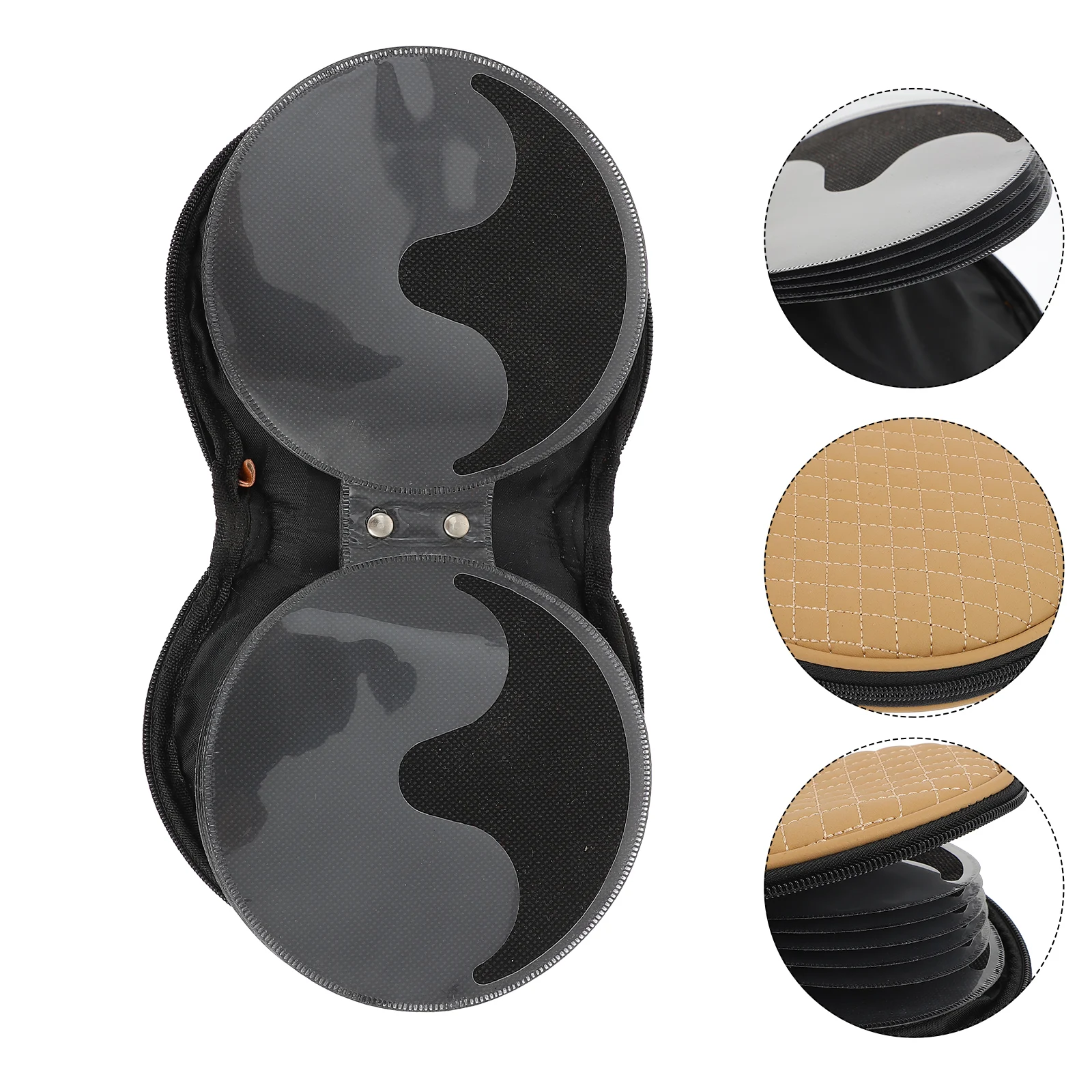 

Creative Zipper CD Storage Bag Car Home Use Pu Case Embroidered Plaid Lightweight Durable Multiple Discs Protection Storage