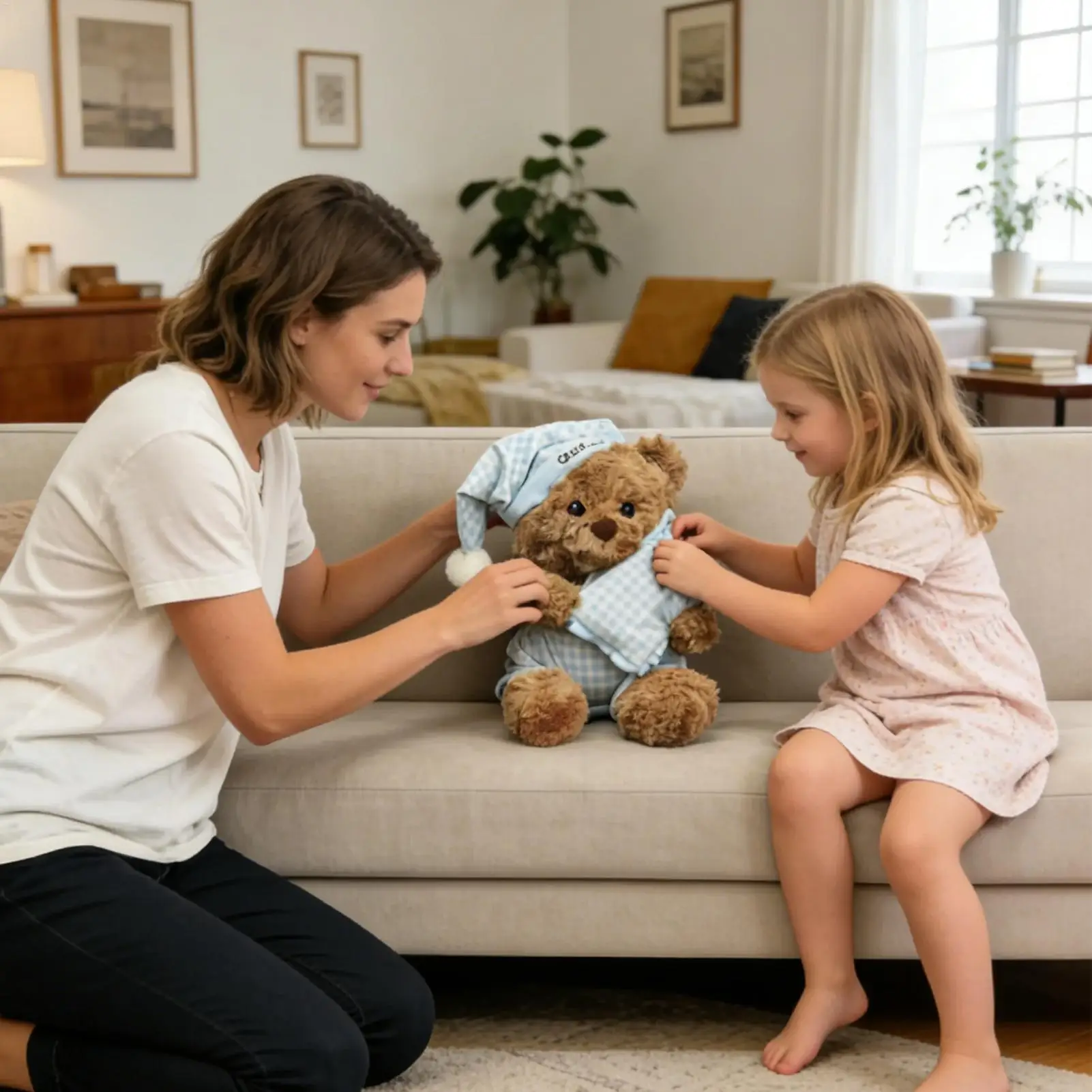 

Stuffed Animal Bear Companion Doll Plush Cartoon Animal Doll For Boys Girls Nursery Bedroom Living Room Home Playtime Bedtime