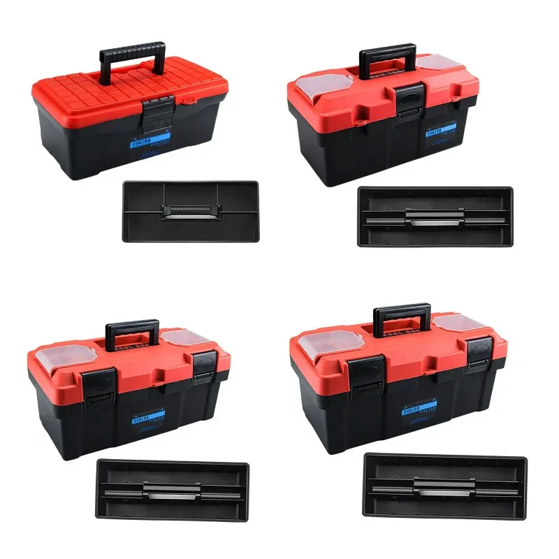

Tool Box Removable Tray Plastic Multi Function Partitioned Design with Handle Portable for Professional Maintenance Gift
