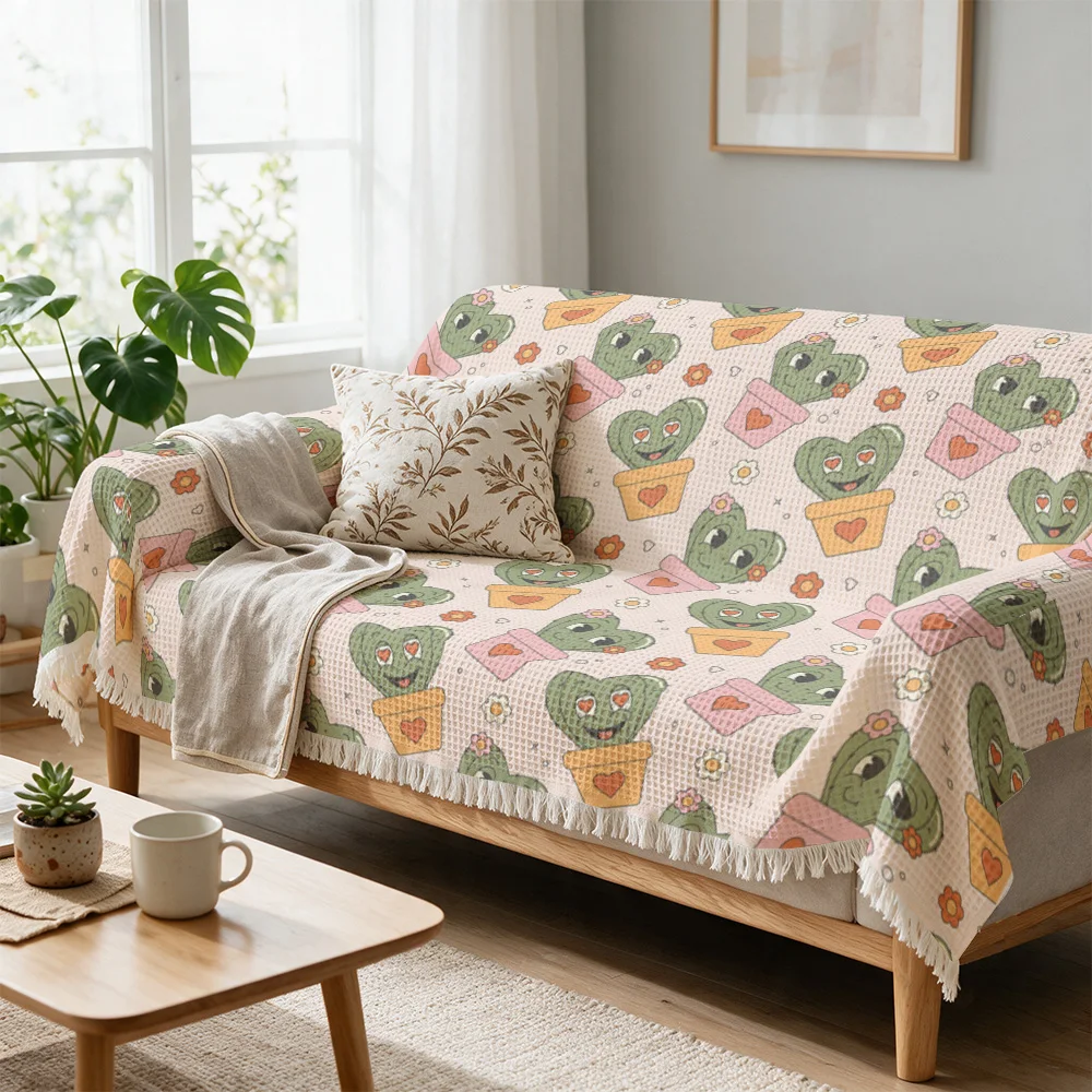 Cute Garden Plant Pattern Throw Blanket Sofa Cover Cozy Cottagecore Decor for Living Room Couch Accent Gift