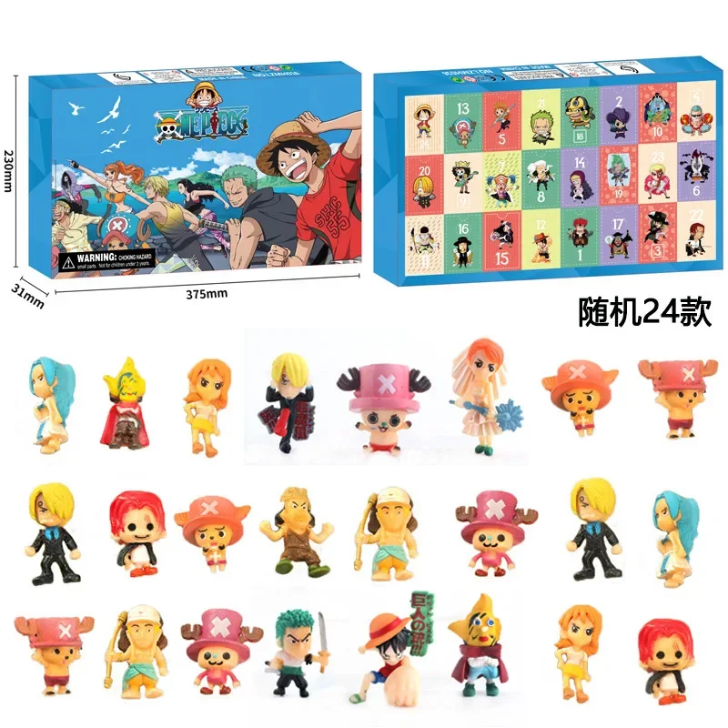 24pcs One Piece Advent Calendar Box Anime Action Figure Kawaii Dolls Ornaments 24 Day Christmas Calendar Kids Birthday Toy Gift