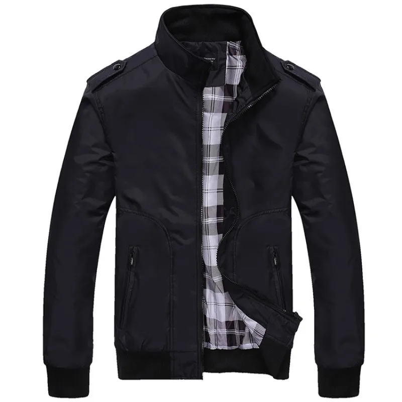 Spring Autumn Men's Bomber Jackets Casual Men Solid Color Sportswear Coats Men Stand Collar Slim Fit Business Trench Jackets 6XL