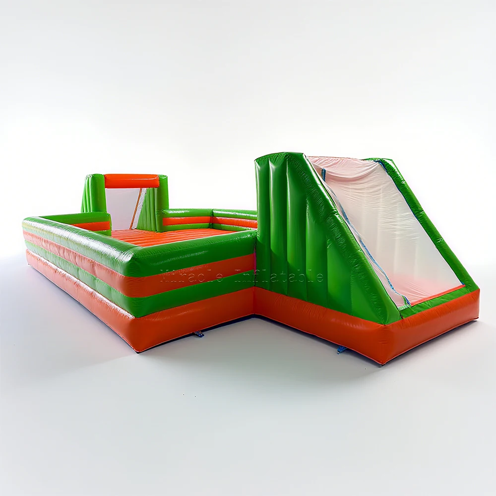 Commercial Inflatable Soap Football Field, Outdoor Slip n Slide Soccer Pitch with Bubbly Water for Team Building Games