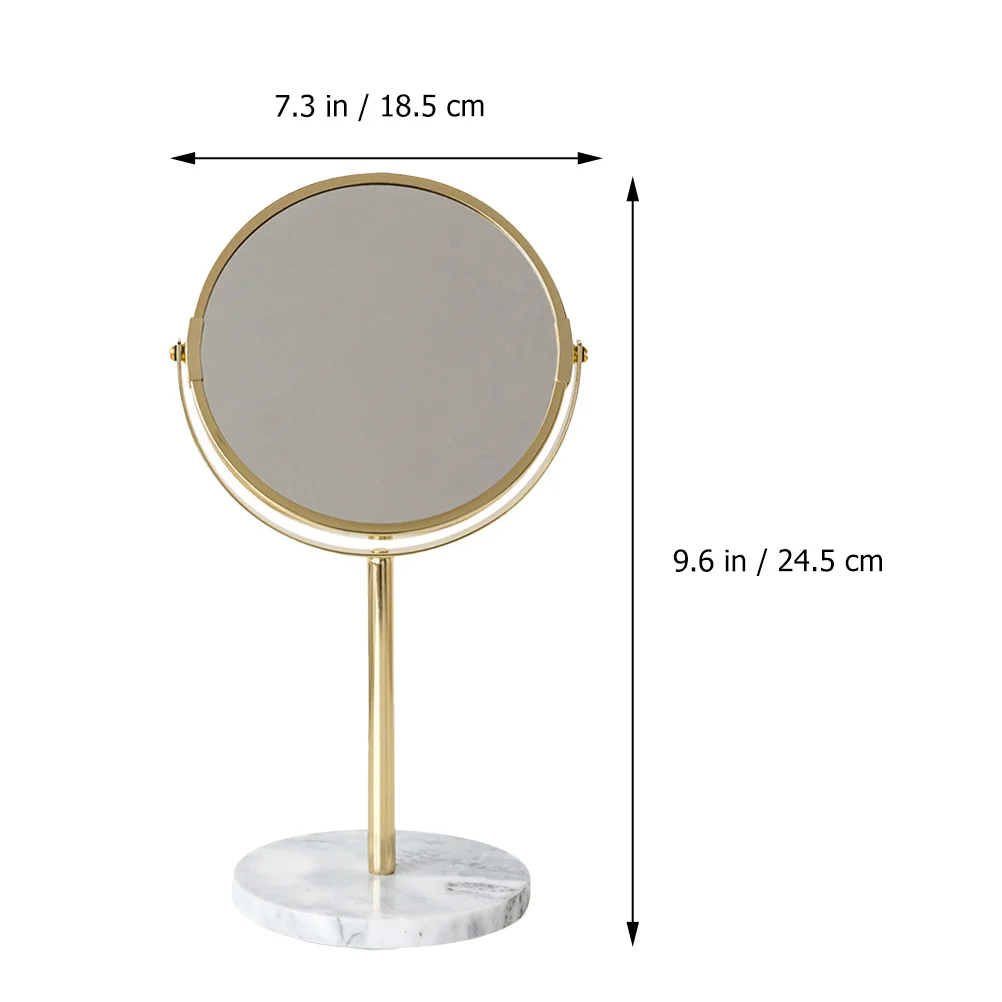 1Pcs Desktop Makeup Mirror Marble Base Golden Lightweight Portable Mirror Clear Smooth Surface Daily Use