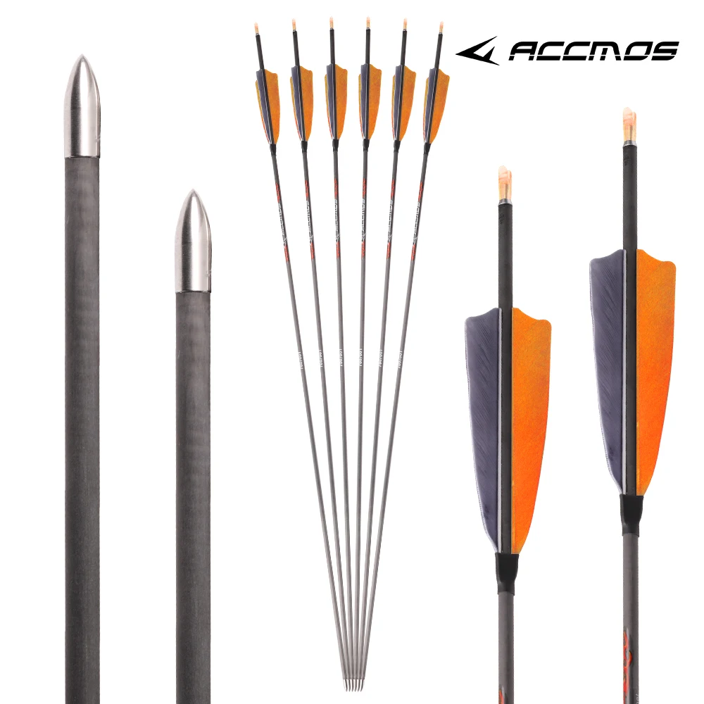 

6/12pc ID4.2mm Pure Carbon Arrow 32inch Spine 300/400/500/600/700/800/900/1000/1100/1300/1500/1800 Nature Feather shooting arrow