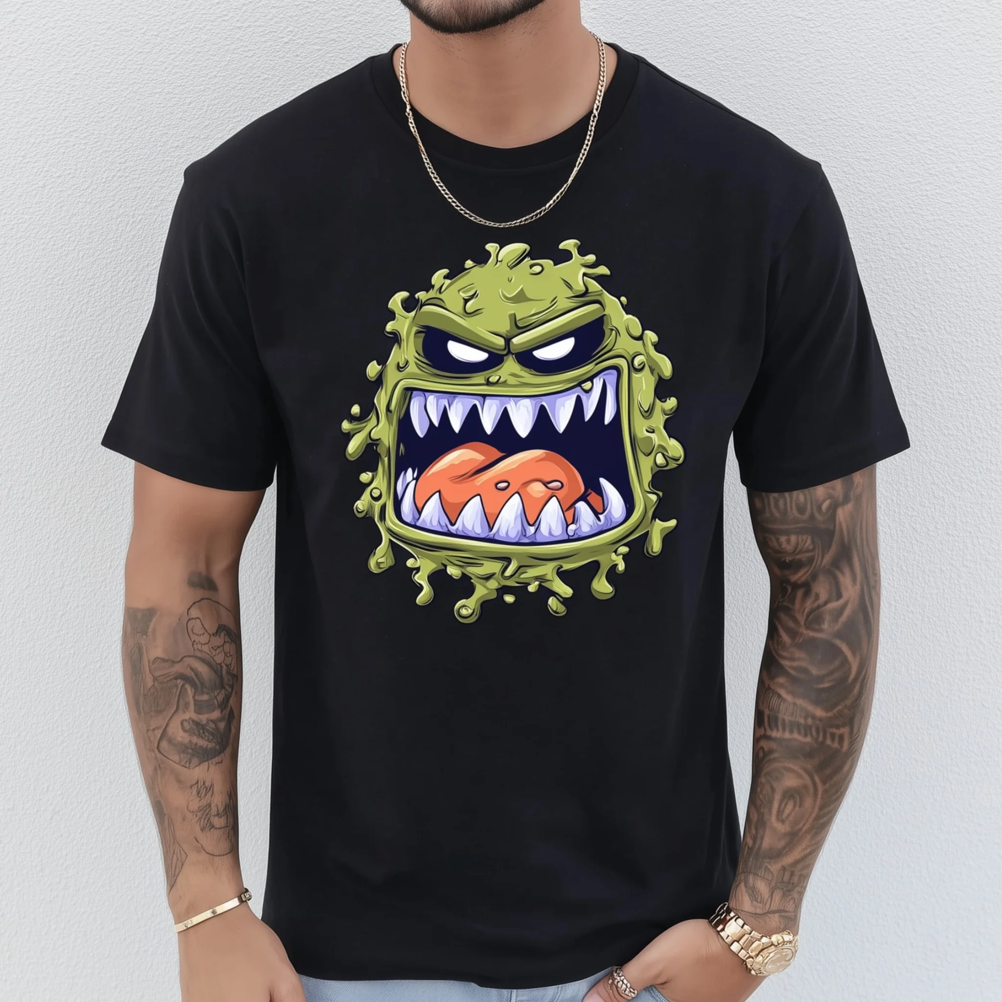 

Teevo Men's Short Sleeve T-Shirt Cartoon Monster Print Casual Daily Wear
