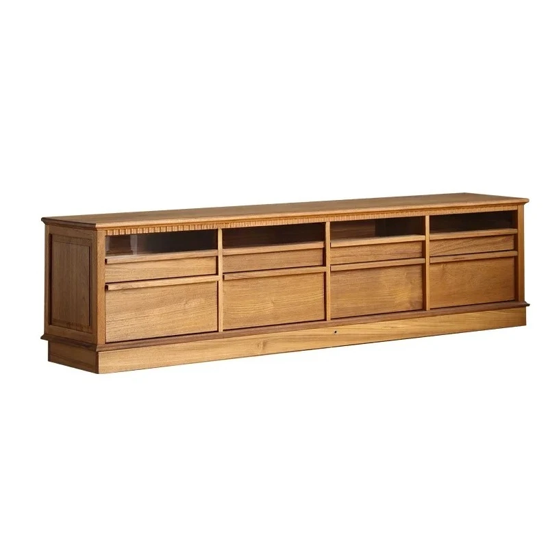 

Living room solid wood retro TV cabinet medium ancient Myanmar old teak storage floor low cabinet TV cabinet