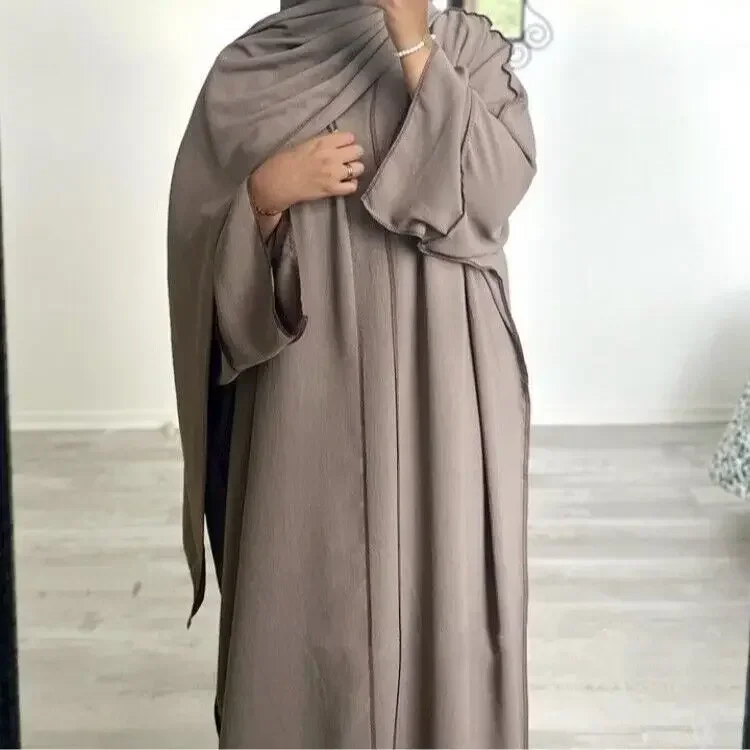 2 Piece Kimono Abaya Sets for Women with Hijab Dress Matching Muslim Set Saudi Abayas Dubai Turkey Ramadan Islam Outfit Kaftan