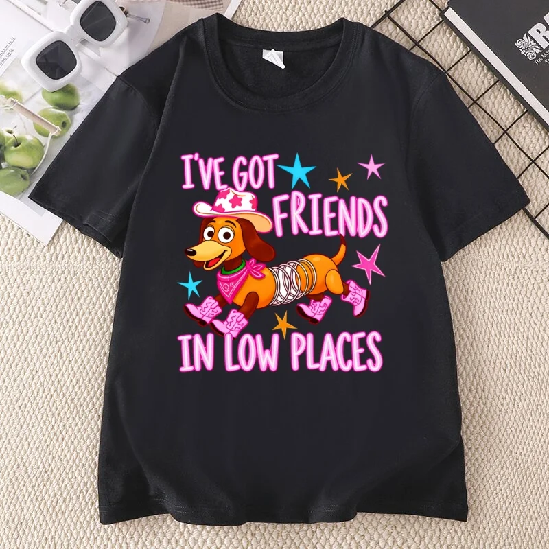 I've Got Friends in Low Places T-shirts Retro Cowgirl Dog T Shirt Country Music Western Boots Tshirts Casual Round Neck Printed