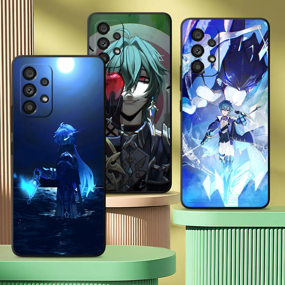 Case for Samsung Galaxy A07 A50 A10 A20s A03 Core A5 A7 A70 A04s A50s A04 A04e A8 A06 TPU Black Phone Cover Genshin Impact Lohen