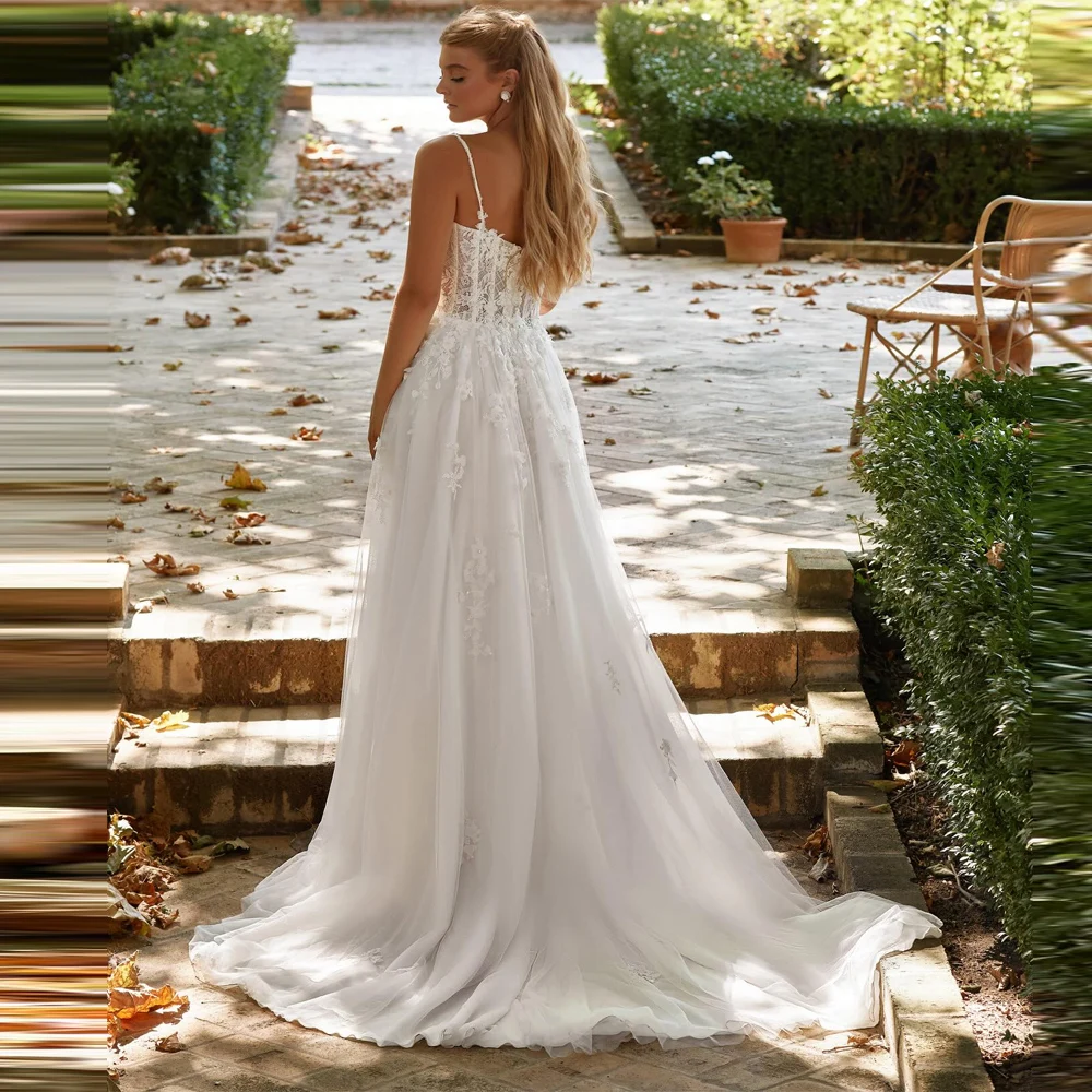 2025, herzförmiger Kragen, ärmellose Brautkleider, A-Linie, Brautkleider, anmutige Wischlänge, Party, Vestidos de Novia, individuell gestaltet