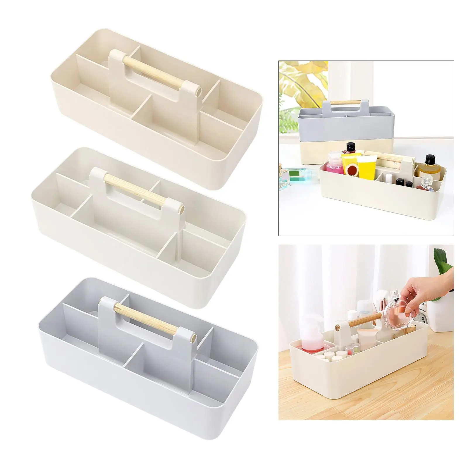 1Pcs Storage Box W/ Handle Holder Multi Grid PP for Pencil Laundry Cabinets
