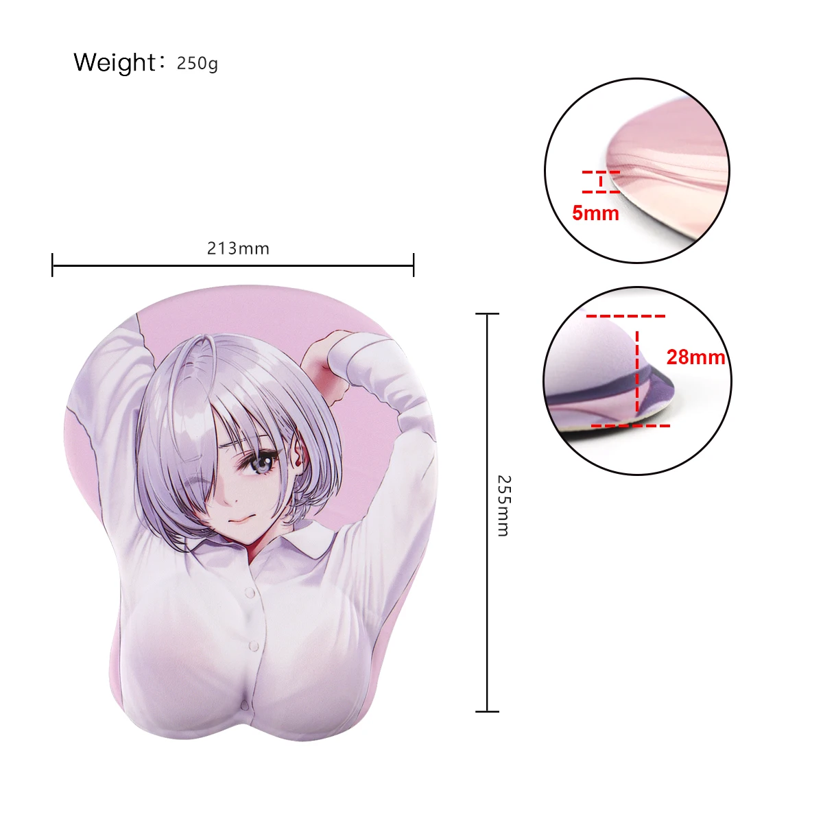 لوحة ماوس ثلاثية الأبعاد Kawaii هنتاي ماوس مسند المعصم لوحة المفاتيح أنيمي فتاة ماوس حصيرة مرساة طاولة الكمبيوتر المحمول ملحقات الألعاب لـ WOW CSGO