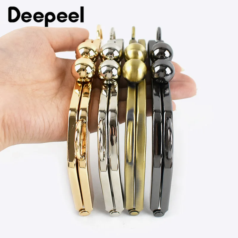 1/2Pcs Deepeel 14CM Smooth Framework Metal Purse Frame Bag Handle Sewing Brackets Wallet Kiss Clasp Handles Hardware Accessories