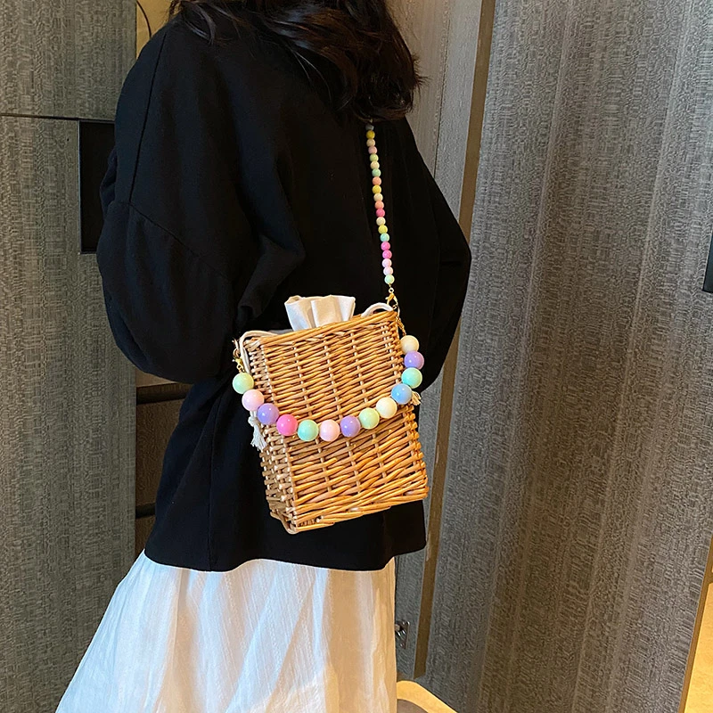 Straw Fashion Solid New Shoulder Bags Beading Hollow Out  Crossbody Bags for Ladies 2024 Fashion Classic Style Bolso Mujer