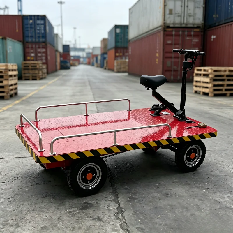 Electric Four-Wheel Stainless Steel Platform Flat Car Cargo Trolley Transport Cart for Farm/Warehouse Use Shopping Tools
