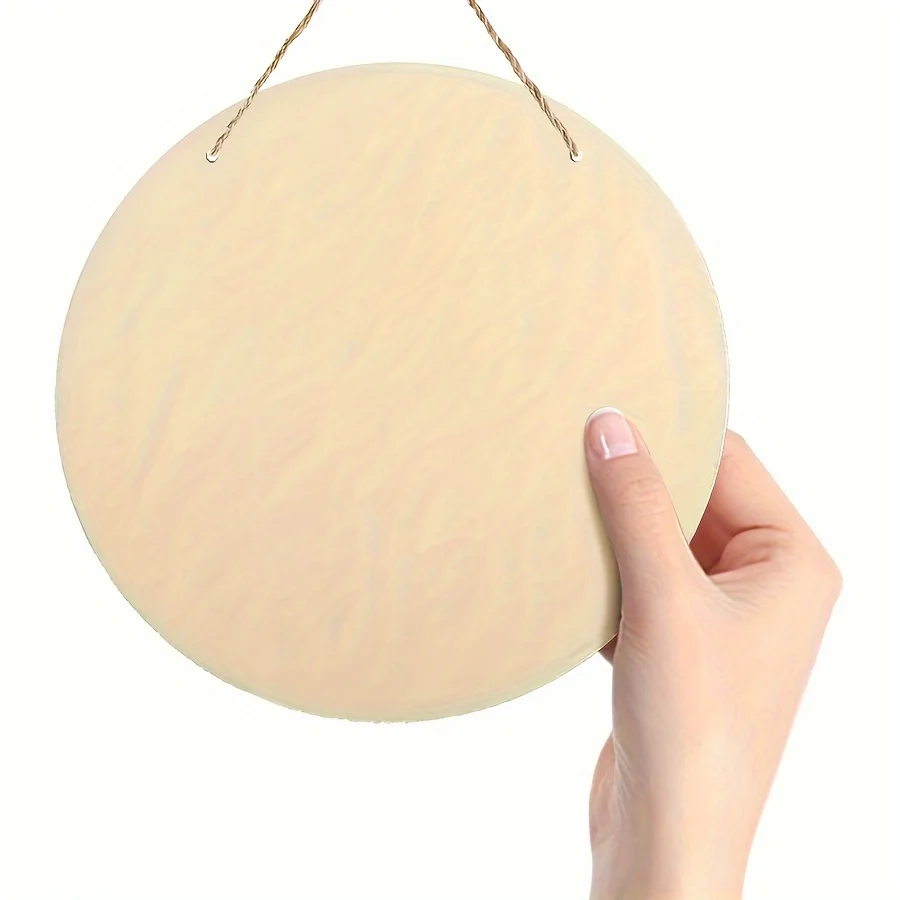 قطعة واحدة من لافتة ترحيب خشبية ريفية - "مرحبًا بكم في منزلنا" ديكور حائط مستدير مع لمسات أوراق خضراء للباب الأمامي والشرفة والمعيشة