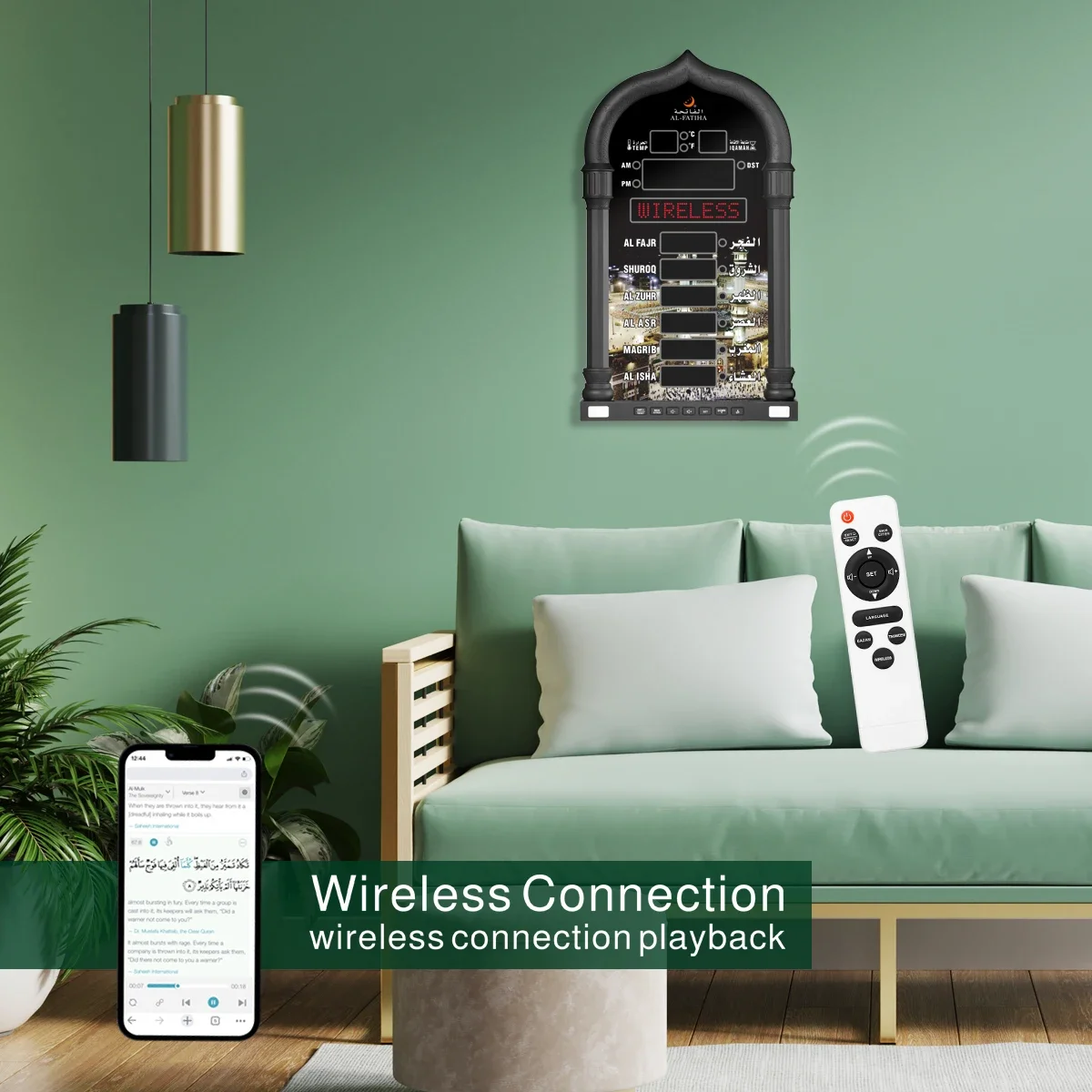 4008 Mosque Clock Wall  Ramadan Islamic LED Azan Clock Quran Bluetooth Muslim Desk Athan Wall Azan Clock