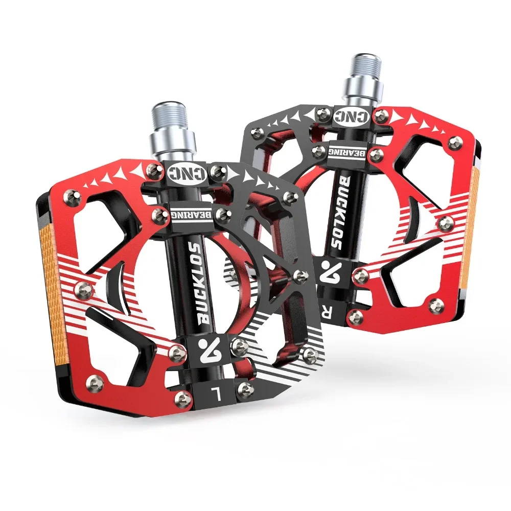 BUCKLOS CNC Fahrradpedale, DU-Lager 28 Rutschfeste Stifte Fahrradpedale, Universelle MTB Flachpedale Fahrradzubehör – Detail 8