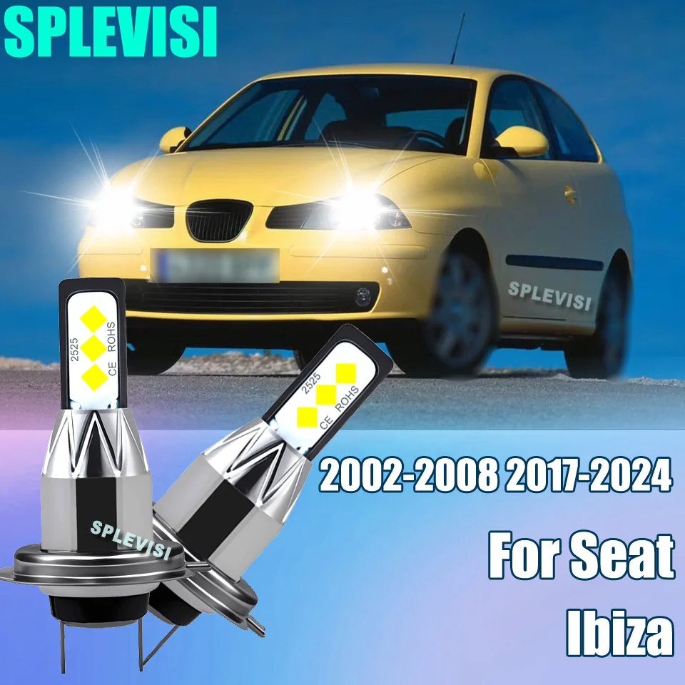 

H7 250% Brighter Chips Turbo Automobile LED Headlight Bulbs 60W 6000K White Kit Conversion For Seat Ibiza 2002-2008 2017-2024