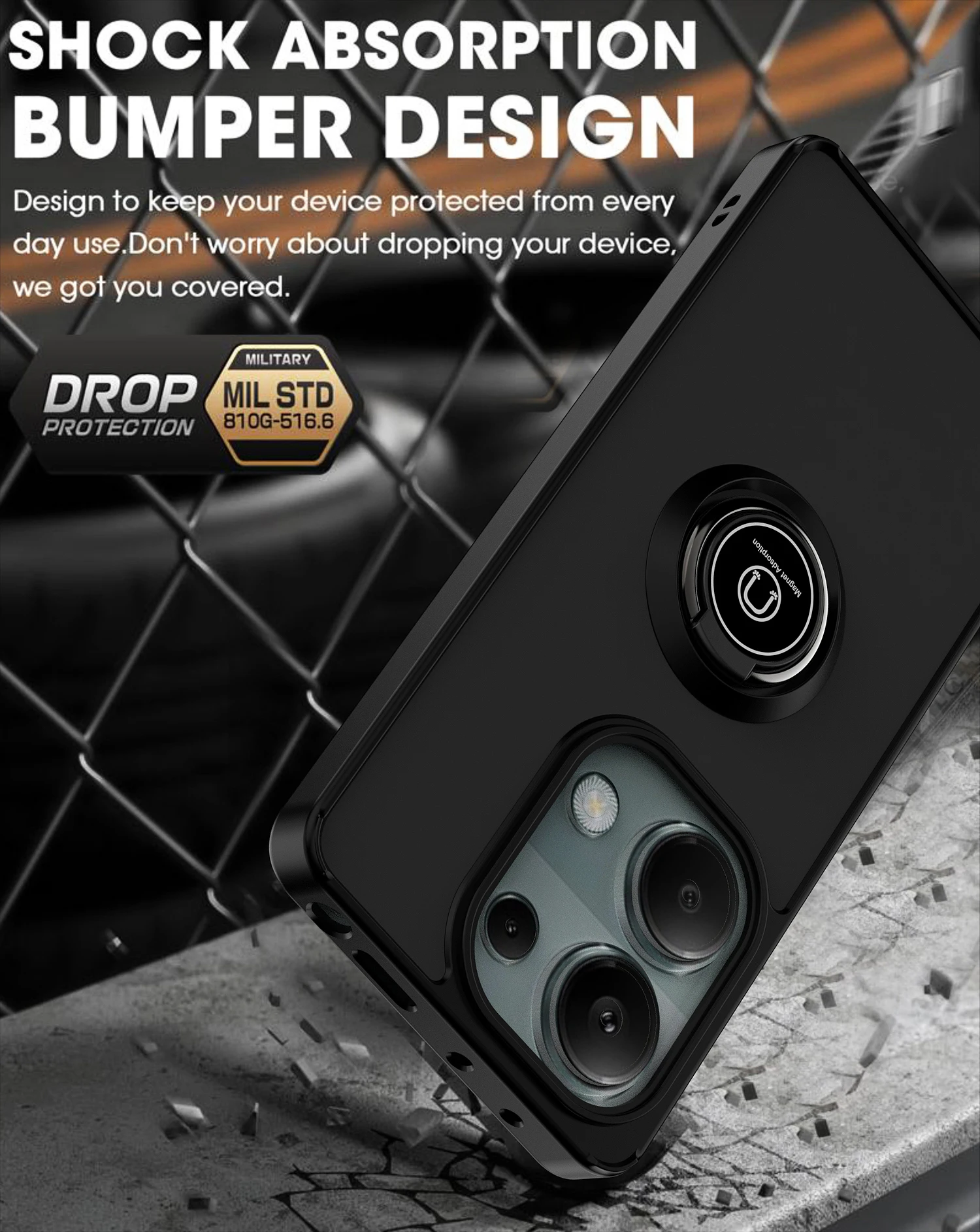 Camera protecti case For Xiaomi Redmi Note 13 Pro 4G Matte Shockproof Case Redmi Note13 Pro 4G Magnetic Ring Stand Cover Fundas