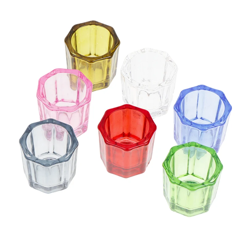 1PCS Dentistry Mixing Bowls Glass Dish Household Octagonal Cups For Dental Lab Powder Holder Container Tool