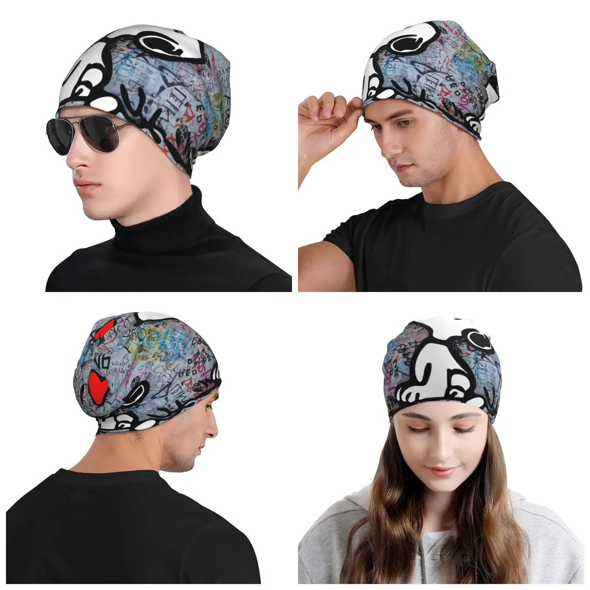 الكرتون سنوبي وودستوك القلب أنيمي Skullies Beanies قبعات للجنسين الحياكة قبعة الرجال النساء الشارع الكبار بونيه القبعات قبعة تزلج