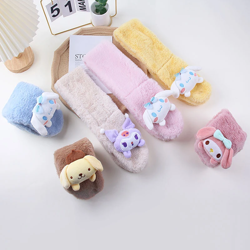 

Милый мультяшный осенне-зимний теплый ветрозащитный Детский шарф Sanrio с имитацией кролика плюшевый утепленный шарф подарок для девочки с сердцем