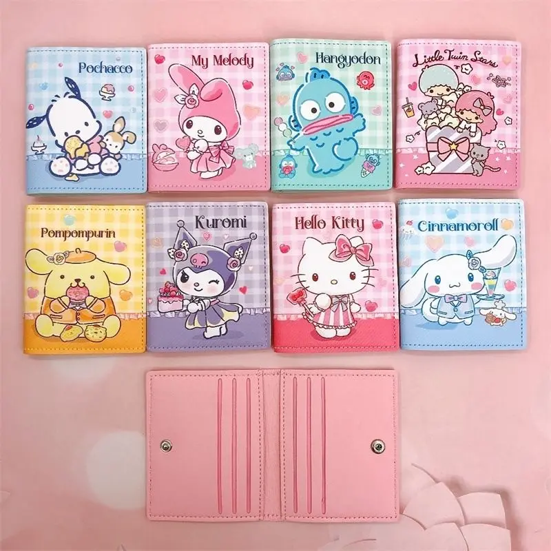 

New Kawaii Sanrio HelloKitty Cinnamoroll My Melody Kuromi Sanrio new PU casual money bag coin purse card holder with button gift