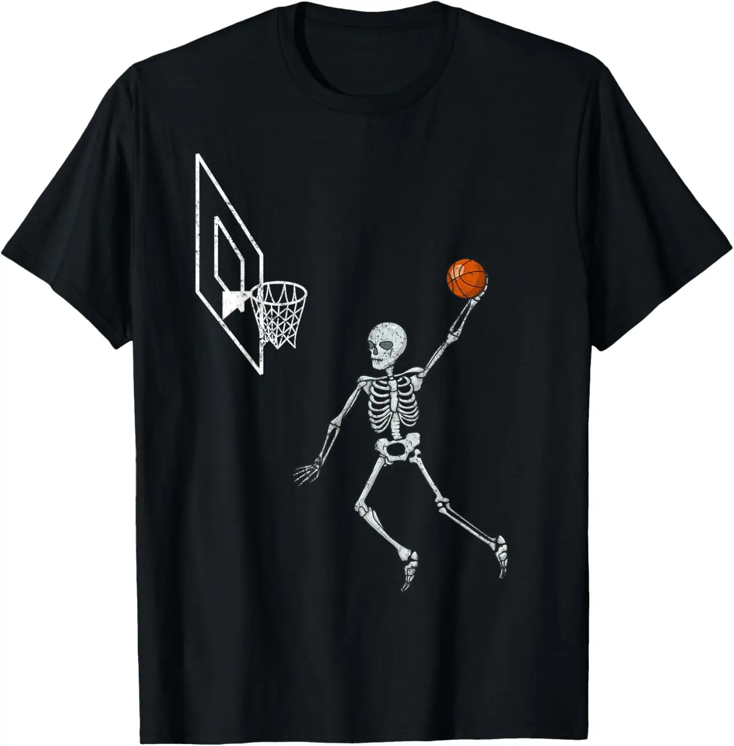 Vintage Skeleton Basketball Player Dunking Hoop Halloween T-Shirt