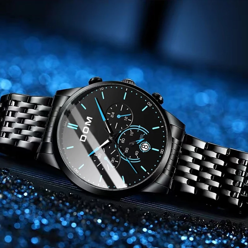 

DOM quartz watches men’s watchLeisure business Light luxury Simple stainless steel waterproof original watches