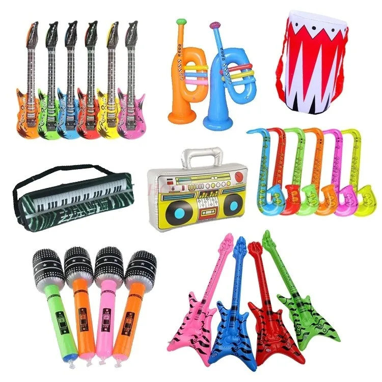 1pcs Inflatable children's toys, gas model musical instruments, props, guitar microphones, saxophone electronic organs, radio