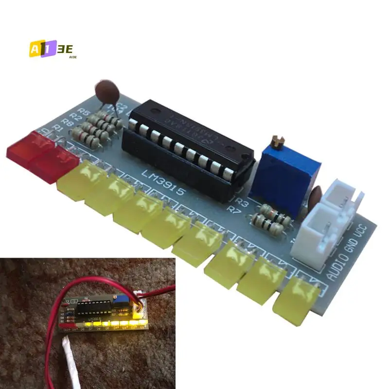 A13E-LM3915 Audio Level Indicator Diy Kit 10 Led Sound Audio Spectrum Analyzer Level Indicator Kit Electoronics Soldering