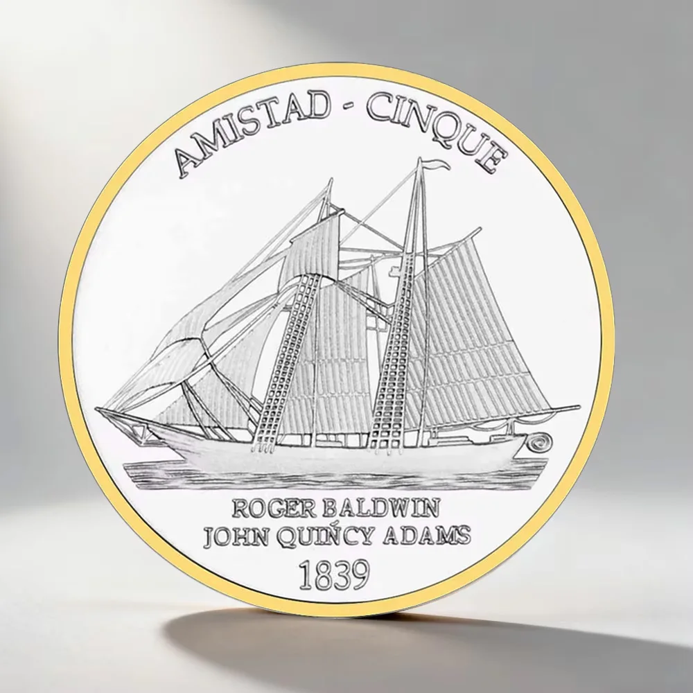 1839 Amistad Cinque Sailing Vessel Commemorative Coin Tall Ship Historical Story Collectible Coin Home Decoration