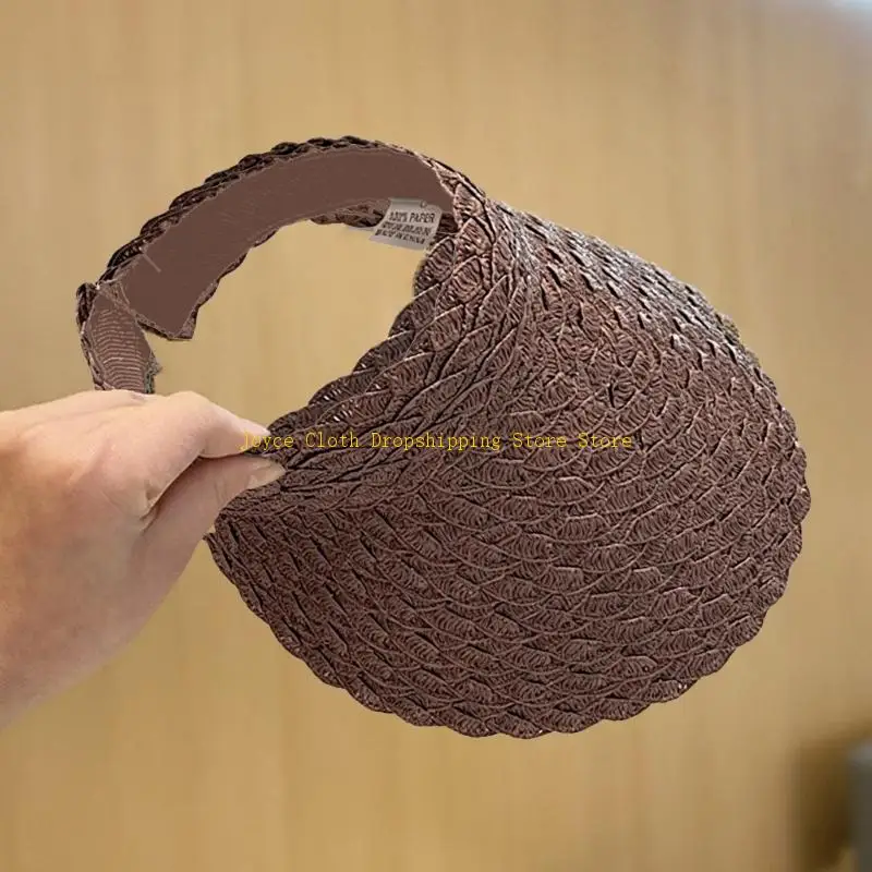 Warm Weather Sun Hat for Adults with Braided Open-Top Design 10CD