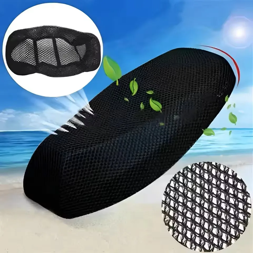 Funda de asiento de motocicleta de malla 3D fresca para verano, fundas de asiento de scooter transpirables, cojín antideslizante, almohadilla de protección de rejilla