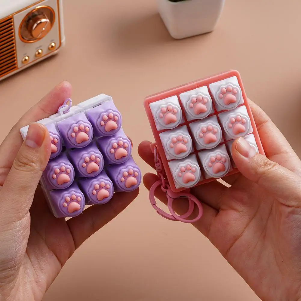 Cat Paw Button Keycap Fidget Keychain