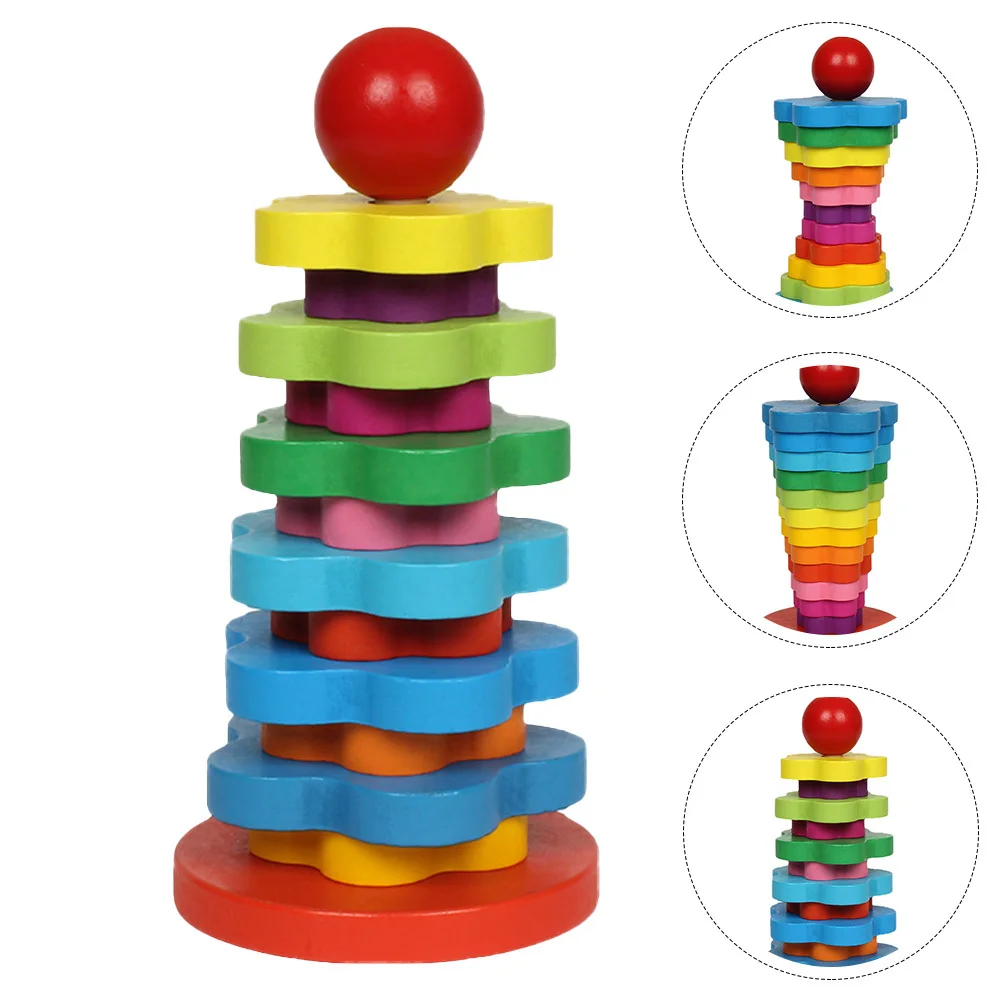 1 ensemble arc-en-ciel empilable en bois pour enfants, éducatif pour le développement des enfants, Puzzle créatif coloré, activité de jeu