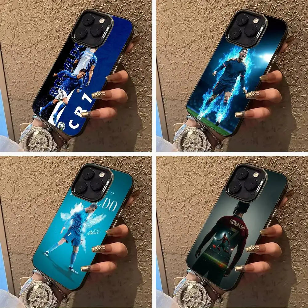 

C-R-7 Ronaldo Phone Case For IPhone17 16 11 12 13 14 15 16 Pro Max Plus Cover Colored Silver Funda Bumber